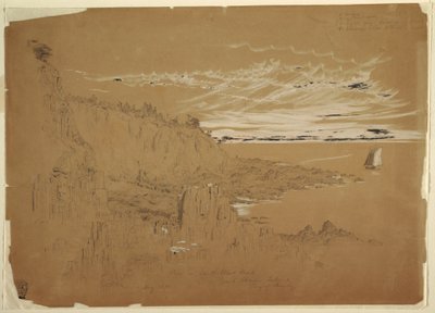 Tekening, "View on South West Head, Grand Manan Island, Bay of Fundy, Canada", augustus 1851 door Frederic Edwin Church