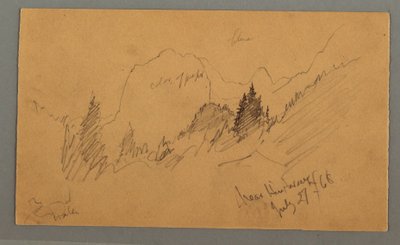 Tekening, Bosrijke toppen, 27 juli 1868 door Frederic Edwin Church