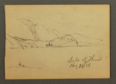 Tekening, meer Thun, Berner Oberland, 20 augustus 1868 door Frederic Edwin Church