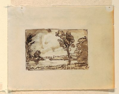 Denkbeeldig landschap met door Frederic Edwin Church