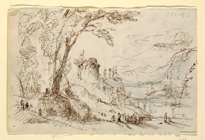 Denkbeeldig landschap met klassieke ruïnes door Frederic Edwin Church