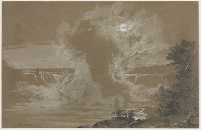 Niagara watervallen bij maanlicht door Frederic Edwin Church