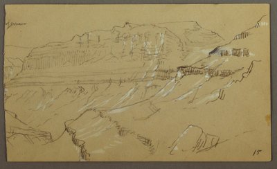 Rechterdeel van een schets van El Yemen Valley, Arabië: Verafzicht door Frederic Edwin Church