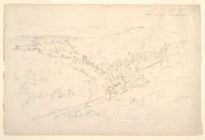 Schets van een Catskill-landschap (Uitzicht op de Kaanterkill) door Frederic Edwin Church