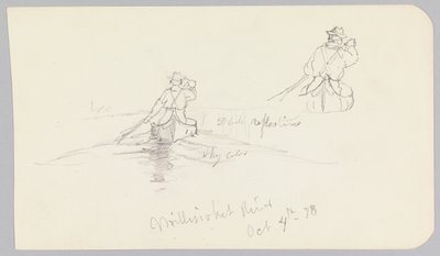 Studies van man die kano peddelt op Millinocket River door Frederic Edwin Church