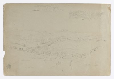 Studie.  Landschap met de berg Puresé.  Schets.  Landschap. door Frederic Edwin Church