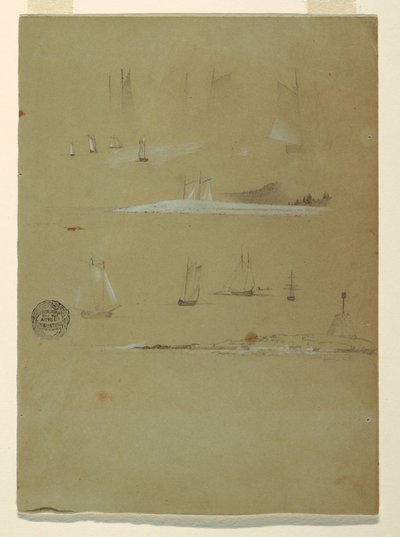 Studie van Schoeners en Baken Dagmarkering door Frederic Edwin Church