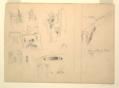 Tien Studies van Graven en een Uitzicht op Rotsen, Petra, Jordanië door Frederic Edwin Church