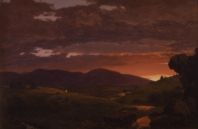 Twilight, "Korte scheidsrechter tussen dag en nacht" (zonsondergang) door Frederic Edwin Church