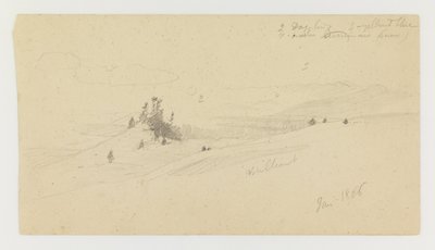 Beboste heuveltop, Heuvelachtige vallei, Zon door Frederic Edwin Church