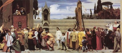 De gevierde Madonna van Cimabue wordt in processie door de straten van Florence gedragen