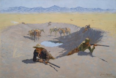 Vechten voor de waterpoel door Frederic Remington