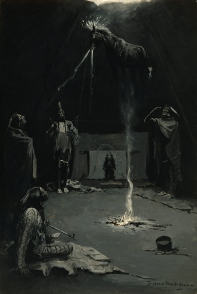 Indiaanse vuurgod (het gaan van het medicijnpaard) door Frederic Remington