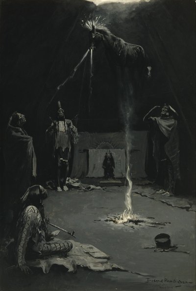 Indiaanse vuurgod (het gaan van het medicijnpaard) door Frederic Remington