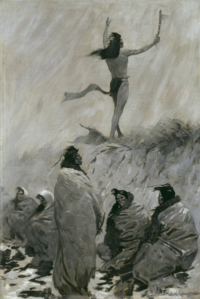 De Vuurvreter Hief Zijn Armen op naar de Dondervogel door Frederic Remington