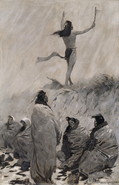 De Vuurvreter Hief Zijn Armen op naar de Dondervogel door Frederic Remington