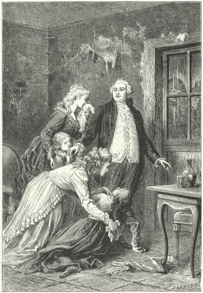 Lodewijk XVI neemt afscheid van zijn familie voor zijn executie door Frederic Theodore (after) Lix