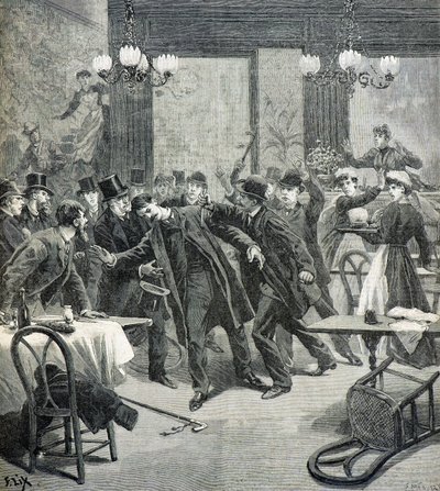 Aanval door de anarchist Leauthier door Frederic Theodore Lix