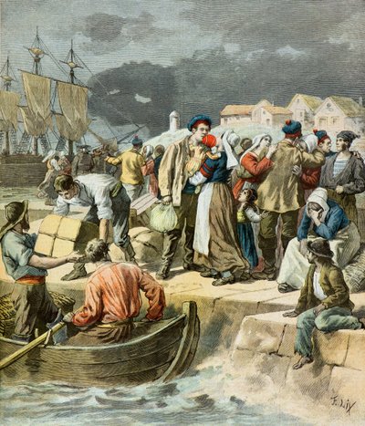 Vertrek van Bretonse vissers door Frederic Theodore Lix