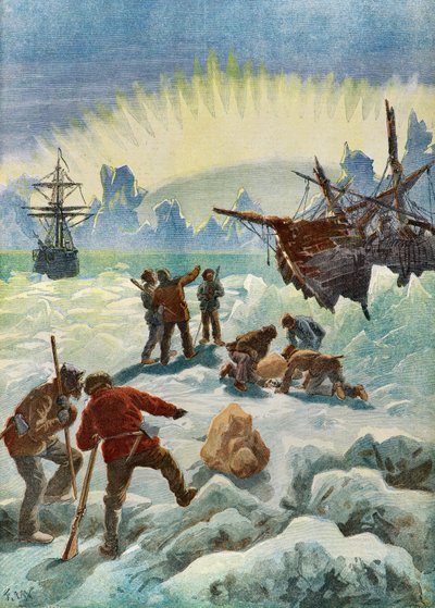 Ontdekking van de overblijfselen van het Noorse schip de rimpeling door Frederic Theodore Lix