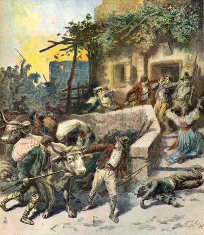 Een huis plunderen in Sicilië door Frederic Theodore Lix