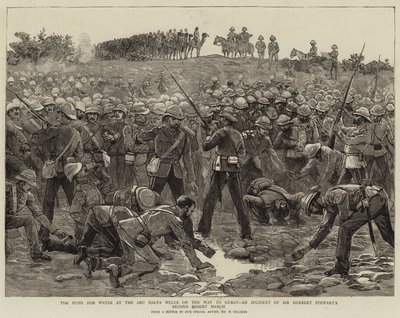 De stormloop naar water bij de Abu Halfa-bronnen op weg naar Gubat, een incident van Sir Herbert Stewart