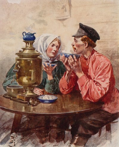 Een kopje thee uit een samovar door Frederic de Haenen