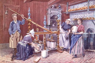 Kaasproductie in Nederland, ca. 1900 door Frederic de Haenen