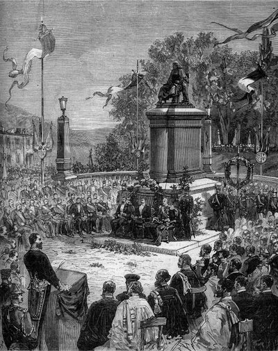 Inhuldiging van het standbeeld van Blaise Pascal (1623-1662) op het Place Saint Herem van Clermont-Ferrand, Puy de Dome (63). 5 september door Frederic de Haenen