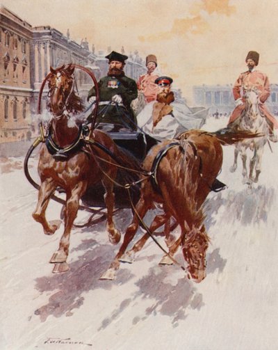 Sleeën met de Pristyazhka, of zijpaard door Frederic de Haenen