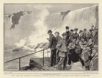 De hertog en hertogin van Cornwall bij de Niagara Falls, kijkend naar het Kind van de Mist door Frederic de Haenen