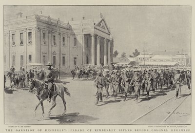 Het Garnizoen van Kimberley, Parade van Kimberley Rifles voor Kolonel Kekewich door Frederic de Haenen