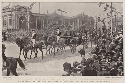 De aankomst van de koningin in Dublin, Hare Majesteit passeert het oude parlementsgebouw door Frederic de Haenen