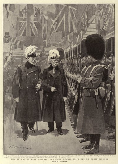 De Terugkeer van Lord Roberts, de Ierse Garde geïnspecteerd door hun Kolonel door Frederic de Haenen