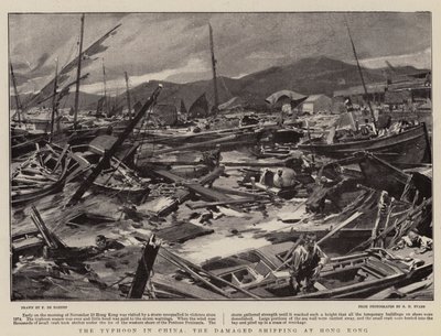 De Tyfoon in China, de Beschadigde Schepen in Hong Kong door Frederic de Haenen