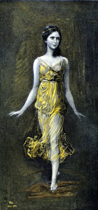 Isadora Duncan (1878 - 1927) door Kaulbac. November 1902. door Frederich August Kaulbach