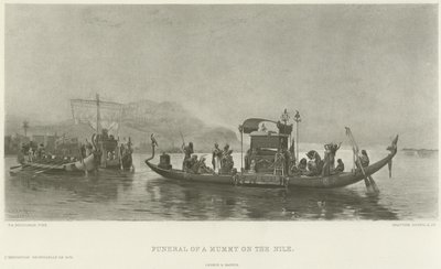 Begrafenis van een mummie op de Nijl door Frederick Arthur Bridgman