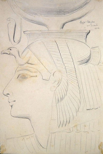 Studie van een reliëf van een godin in de tempel van Seti I, Abydos door Frederick Arthur Bridgman