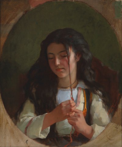Studie van een jong meisje, Pont Aven, 1869 door Frederick Arthur Bridgman