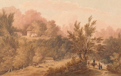 Een laan met figuren - Isle of Wight (?) door Frederick Calvert