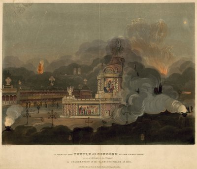 Een uitzicht op de Tempel van Concord in het Green Park door Frederick Calvert