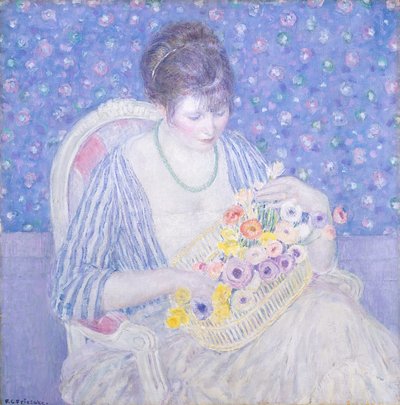 De bloemenmand door Frederick Carl Frieseke