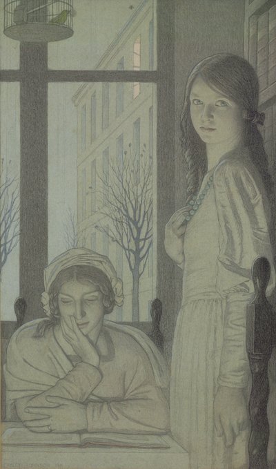 Interieur - Avond, 1915 door Frederick Cayley Robinson