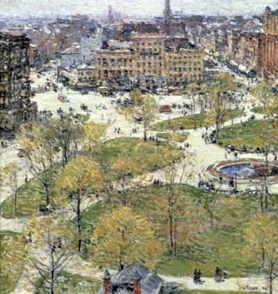 Union Square in de Lente door Frederick Childe Hassam