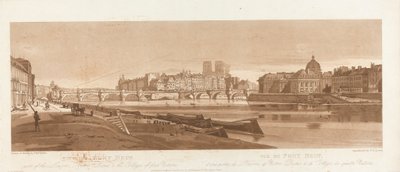 Uitzicht op Port Neuf, deel van het Louvre, Notre Dame & het College van Vier Naties, 1803; Plaat 7 uit Uitzichten in Parijs, het Emanuel Volume tracing van de plaat B1981.25.2616 door Frederick Christian Lewis the Elder