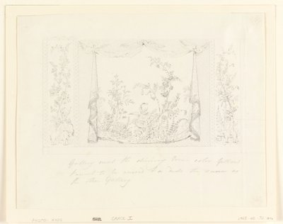 Tekening, The Royal Pavilion, Brighton, Blauwe (Zuid) Tekenkamer, Voorgestelde wanddecoratie, ca. 1820 door Frederick Crace