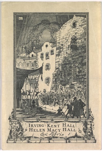 Boekplaat: Irving Kent Hall en Mary Kent Hall, Ex Libris door Frederick Garrison Hall