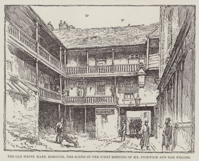 De oude White Hart, Borough, de plaats van de eerste ontmoeting van Mr Pickwick en Sam Weller door Frederick George Kitton