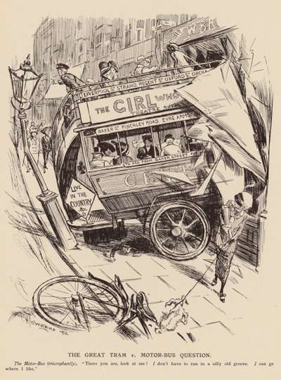 De grote tram versus motorbus kwestie door Frederick Henry Townsend
