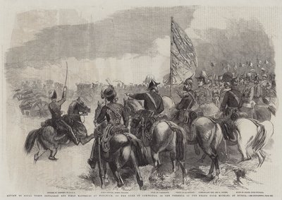 Review van de Royal Horse Artillery en Field Batteries in Woolwich, door de Hertog van Cambridge, in aanwezigheid van de Grootvorst Michael van Rusland door Frederick John Skill